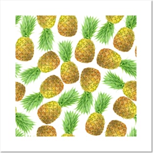 Pineapple watercolor pattern Posters and Art